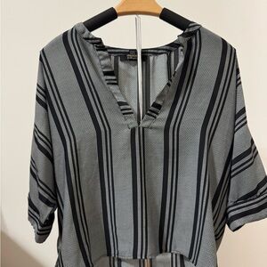 Forever 21 Black and Gray Striped Blouse